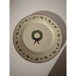 Merry Brite Dessert Plate Set of 3 Wreath Design Salad Appetizers Christmas